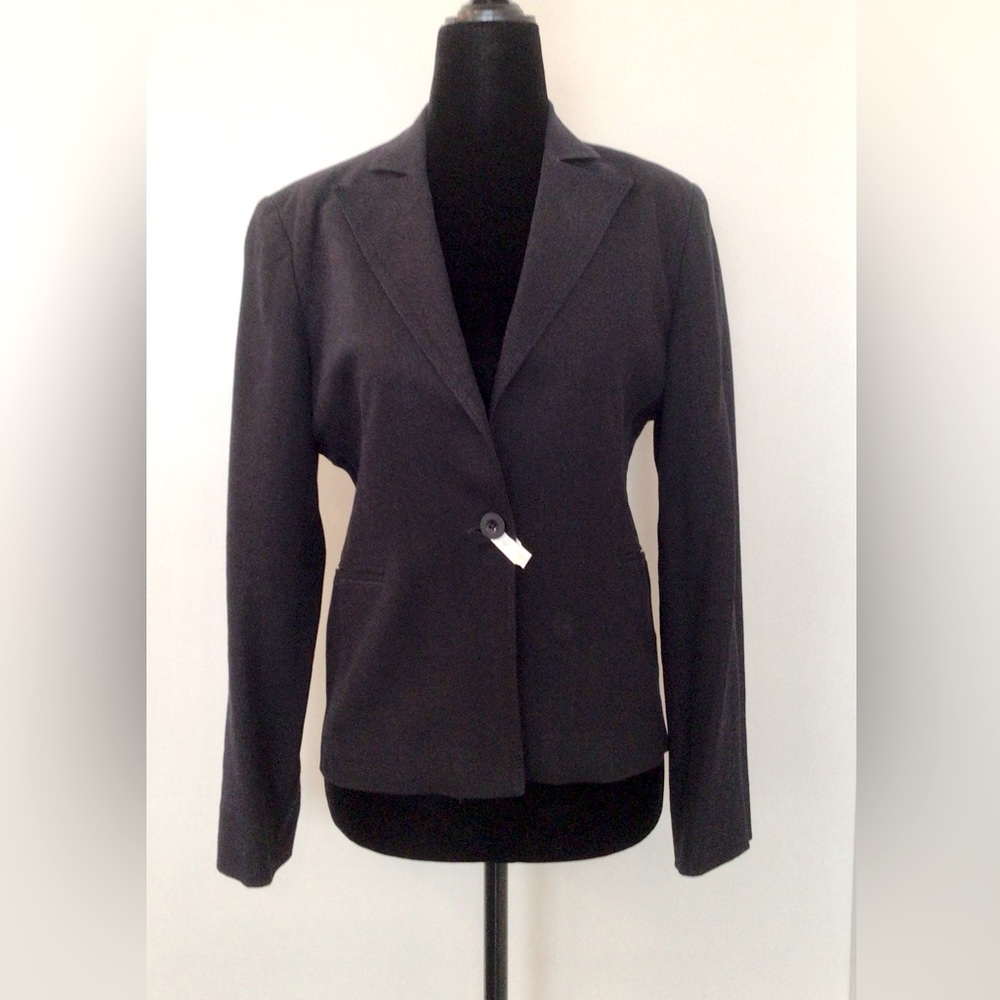TRISTAN Navy Linen-Rayon Single Button Jacket - Small